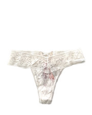 Victoria's Secret The Lacie Lace Thong Panty Coconut White