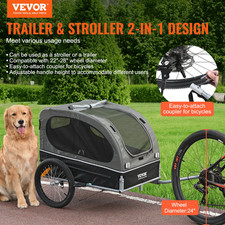 Dog Bike Trailer - 2-in-1 Pet Stroller Cart Bicycle Carrier