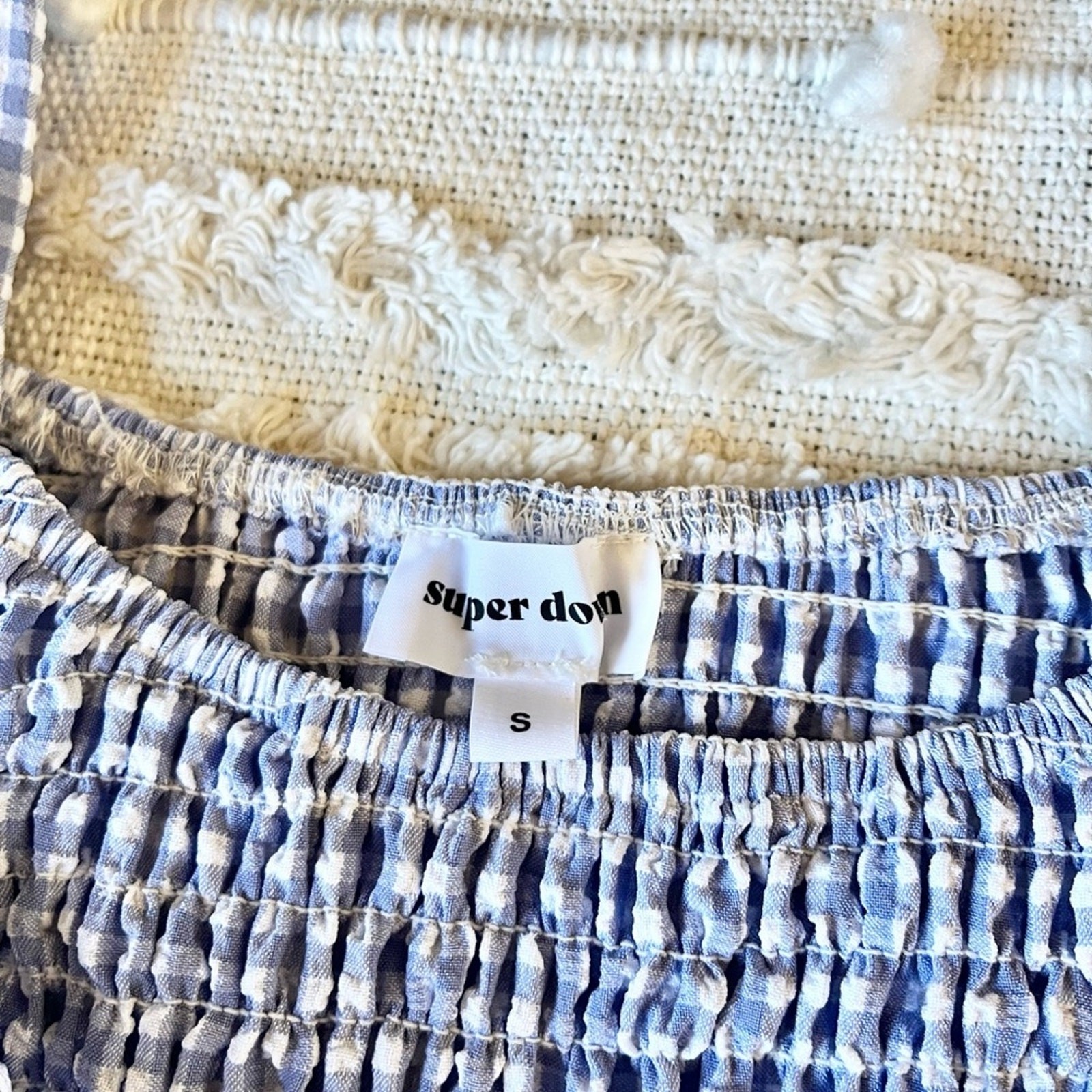 Revolve Superdown light blue gingham ruffle crop … - image 8