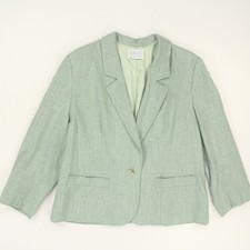 Pendleton 100 Wool Blazer Womens Size 16W Green 1 Button Academia VTG USA