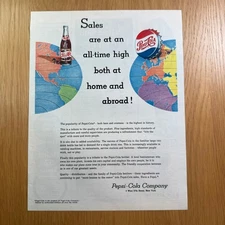 Vintage Pepsi Cola Advertisement Print Sales All Time High Home Abroad 1950s