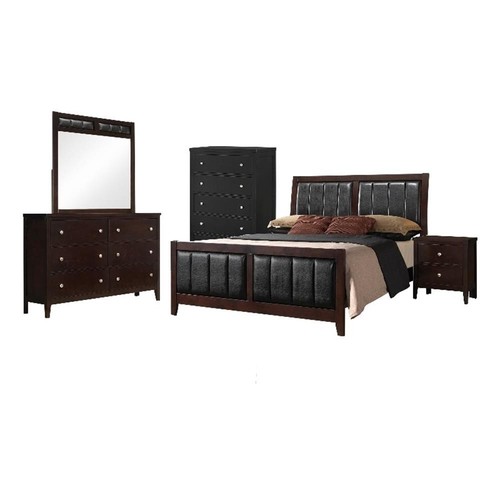 Coaster Carlton 5-Piece Wood Eastern King Panel Bedroom Set in Cappuccino - Picture 2 of 7