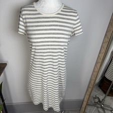 Madewell Women’s Gray Striped Tee Sweater Shirt Shift Dress Size M