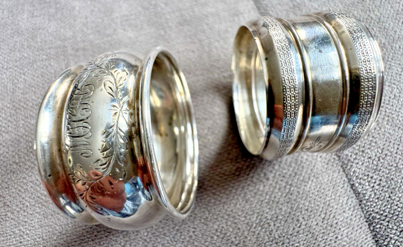 Antique Signed Sterling Silver 925 Napkin Rings Set OF TWO.