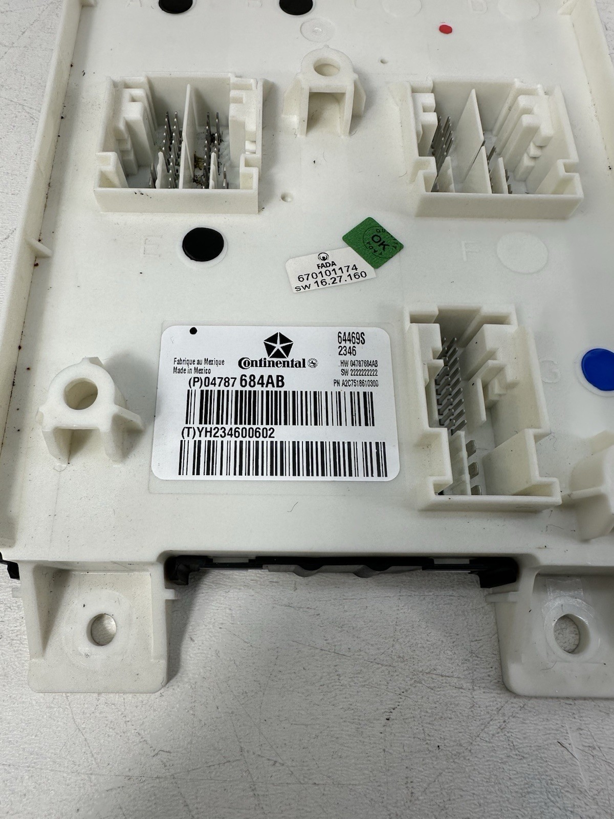 2014-2017 MASERATI GHIBLI BCM BODY CONTROL COMPUTER MODULE UNIT 04787684AB OEM