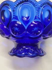 Vintage Compote Cobalt Le Smith Moon And Stars Dish Depression Glass Bowl
