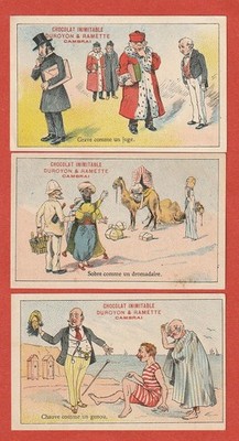 3 CHROMOS - HUMORISTISCHE AUSDRÜCKE - UNNACHAHMLICHE SCHOKOLADE - DUROYON & RAMETTE