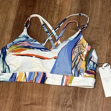 Calia By Carrie Underwood Bikini Top Strappy Back Tahitian Print Size XXL NWT