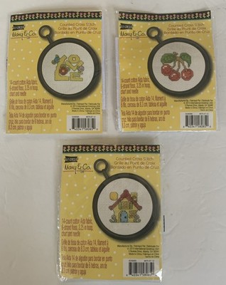 3 Studio 18 Mary & Co. Home , Cherries, Love Cross Stitch Kits Whimsical  READ 