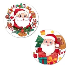 40 Santa Claus Stickers, 2 Inch Big Round Glossy Labels, Merry Christmas Great 