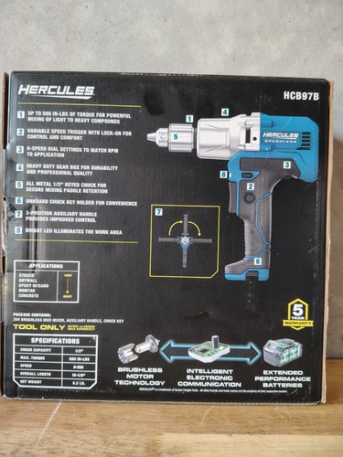 Hercules HCB97B 20v Torque To Mix Heavy Compounds 8 Speed 1/2" Tool Only New! - Picture 3 of 6
