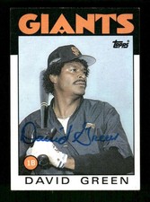 1986 Topps   727 David Green signed auto autograph  dec'd, blue sharpie JBN BXCP