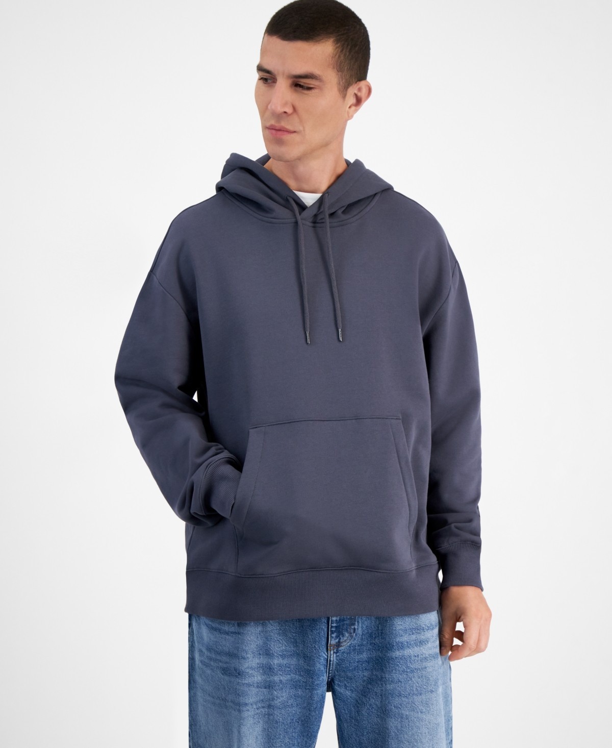 Mode of One Mens Relaxed Fit Fleece Hoodie in Ebony Grey Size XXL 9690₽