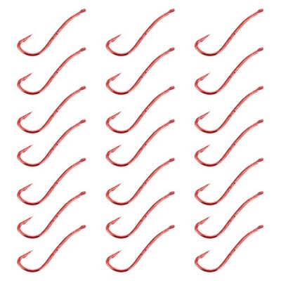 100PCs Angelhaken mit Barbhakenködern Red Fishing Circle Haken