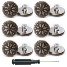 12 PCS Replacement Jean Button No Sew Screw Buttons, 20mm Removable Adjustabl...