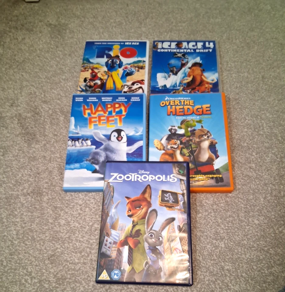 Kids DVD Bundle Zootropolis, Happy Feet, Over the Hedge, Ice Age 4 & Rio - Image 2 of 3