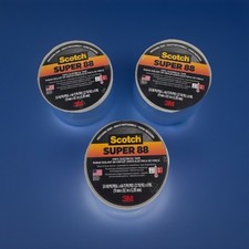 3 Scotch SUPER 88 Black Vinyl Electrical Tape Premium 3/4" x 66 ft. L pack set