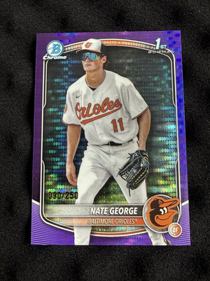 2025 Bowman Chrome Nate George BCP-184 Purple Refractor /250 Orioles 1st