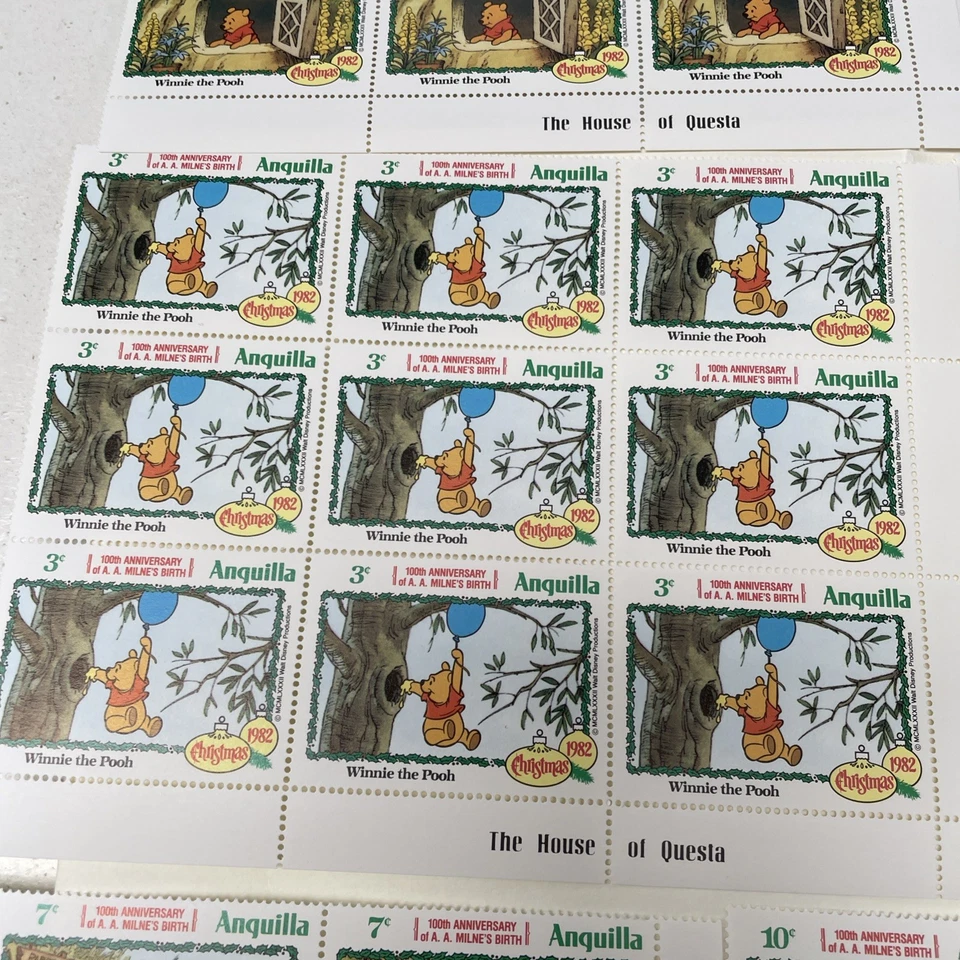 1982 Anguilla Winnie the Pooh Stamps blocks. Total of 81 stamps. MNH - Image 4 of 4