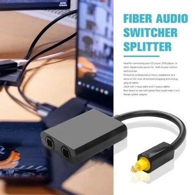 Optical Toslink Digital Splitter Adapter 1 In 2 Out Dual Port Audio Cable Fiber