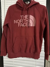 The North Face Women's Red Fleece Pullover Hoodie Logo Size S Hooded Pockets
