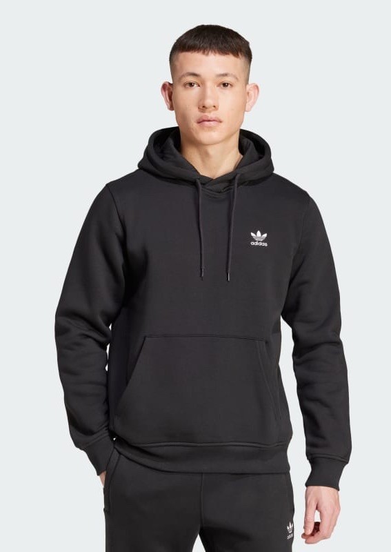 Adidas Trefoil Essential Hoodie Black/White-ALL SIZES Fleece-Genuine-RRP £55