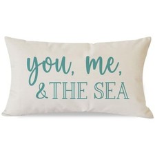 Summer Beach Throw Pillow Covers 12x20 Inch Blue Words You Me and The Sea