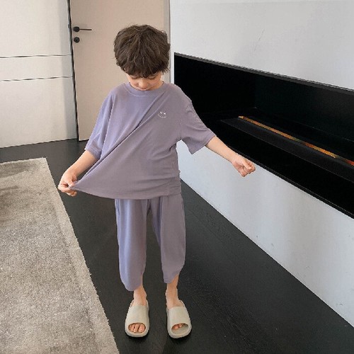 Boys' Pajamas Summer Children's Ice Silk Boys Leisure Air Conditioning Thin Set - Picture 8 of 8