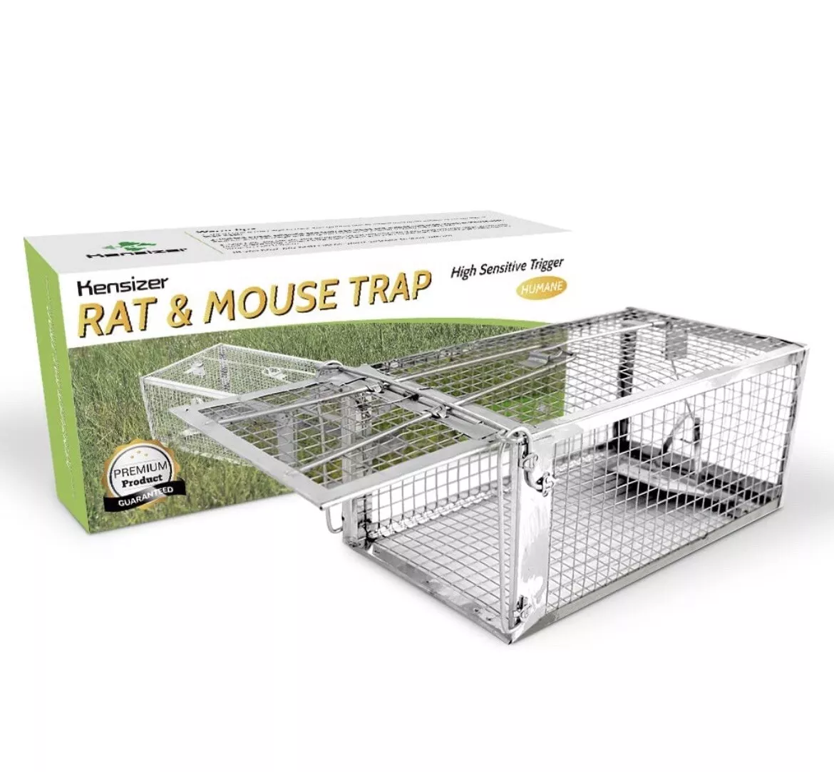 Kensizer Animal Humane Live Cage Trap For Rat, Mouse, Chipmunk - Medium,  Silver