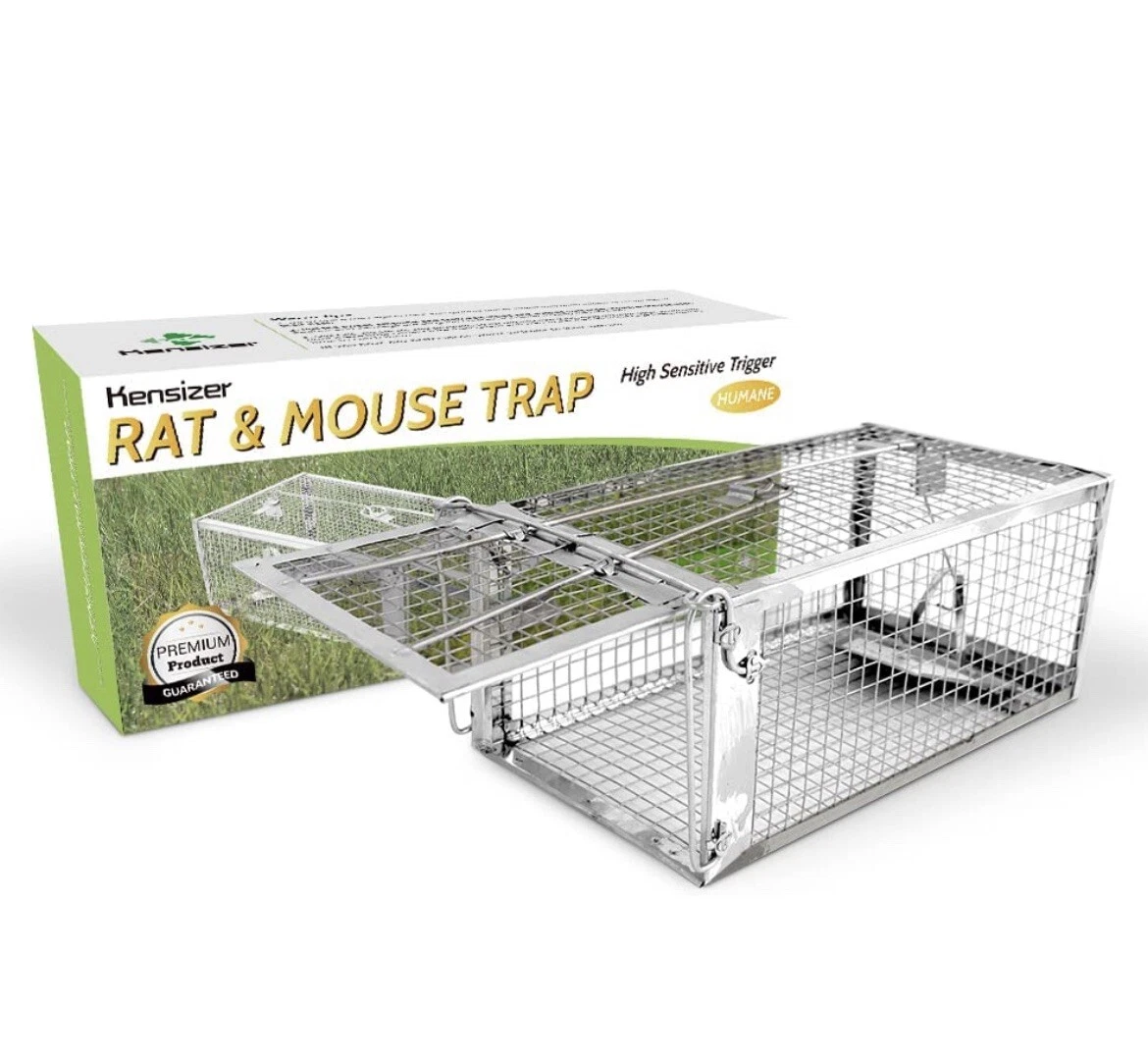 Kensizer Animal Humane Live Cage Trap For Rat, Mouse, Chipmunk - Medium,  Silver