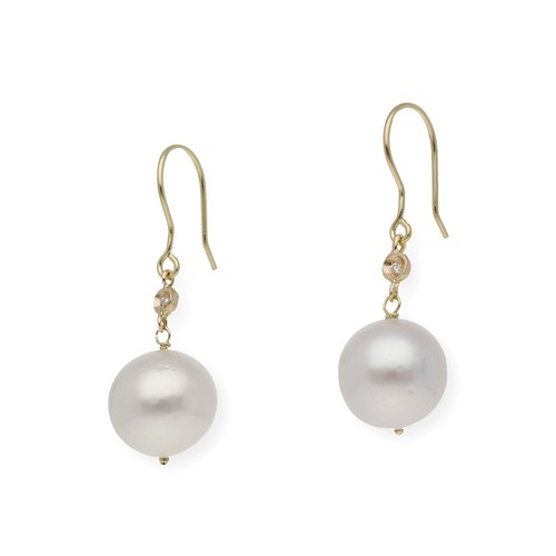 Pendientes Perla Australiana De Los Mares Del Sur Diamantes Oro de Ley 18 kt - Imagen 2 de 7