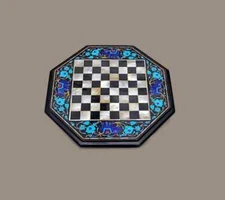 18" Chess Board Black Marble chess Table Top inlay Home room decor k22