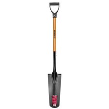 Husky Carbon Steel Drain Spade Shovel Garden Digging Clearing, 28" D Handle