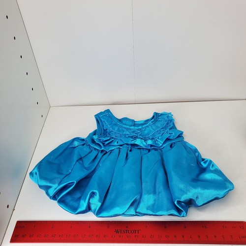 Vestido Build A Bear Azul Teal Mancha Volantes Vestido con Zapatos Negros Correas Tacones - Imagen 4 de 14