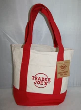 Trader Joe's Mini Canvas Tote Bag - Red - Limited Edition NEW WITH TAGS