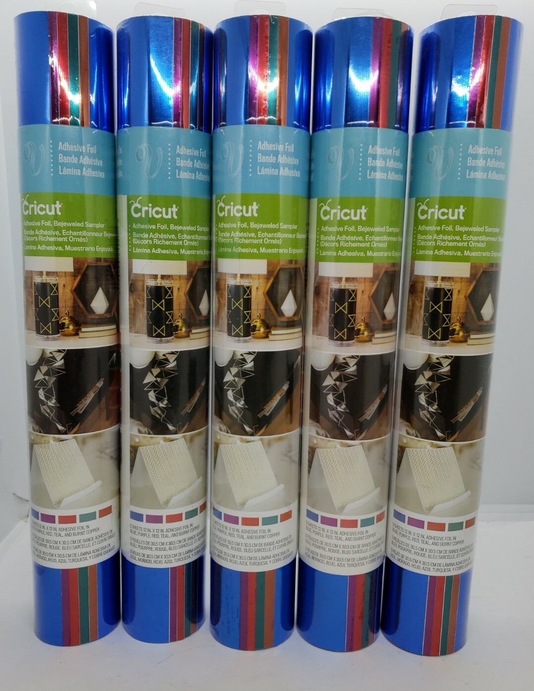 NEW Lot of 5 Adhesive Foil Bejeweled Sampler 5 Sheets 12"x12" eBay