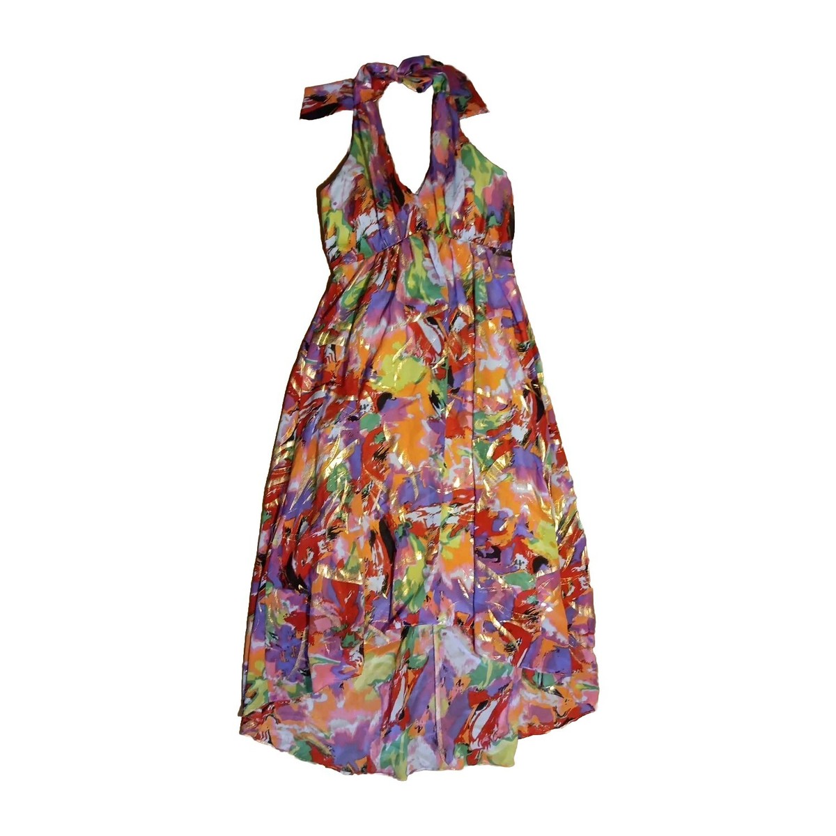 Signature Robbie Bee Womens 10 Midi Dress Halter Gold Sparkly Festival  Fairy | eBay