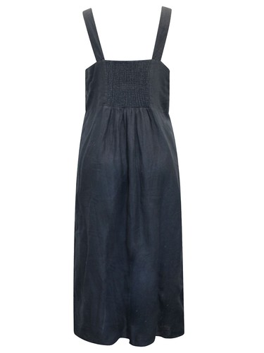Ex The White Company navy blue pure linen cutwork midi dress Size 14 New - Picture 4 of 4