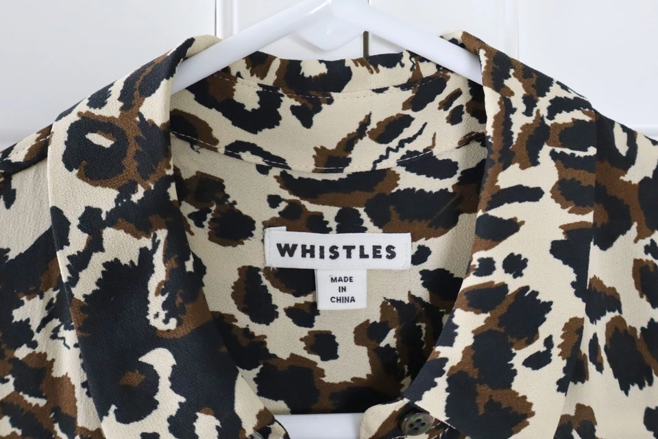 Mono WHISTLES $359 Crepe Leopardo Selva Gato Utilitario Lazo Cinturón Talla US 0 Foto 4 de 4