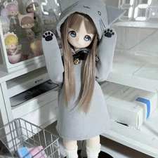 Cute 1/4 BJD Doll SD Resin Joint Doll Girl Full Set Cartoon Eyes Face Makeup Toy