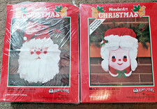 NEW 2 Wonderart Felt Christmas Kit Mr Mrs Claus Holiday Kits Aunt Lydias Santa