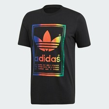 NWT men's large Adidas Originals Vintage Tongue Label Tee-Shirt Black/rainbow
