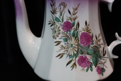 VINTAGE UKAINIAN KOROSTEN FACTORY UKRAINE USSR 17 PIECES COFFEE SERVICE PURPLE - Picture 4 of 21