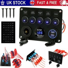 5 Gang ON-OFF Toggle Switch Panel 2 USB 12V Fit Car Boat Marine RV Truck Camper