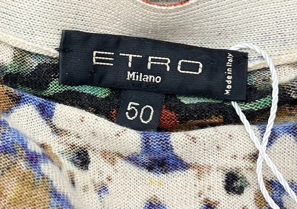 Etro Floral Print Silk/Cashmere Long Sleeve Cardigan Sweater sz 50 - Image 4 of 4