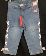 NEW 2007 Gymboree Love is in The Air Denim Long Shorts Capris Lace up Jeans s 8