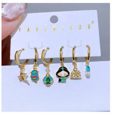new 6pcs girl princess Cartoon Dangle Earrings Set Fashion Women Party Jewelry