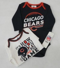 NFL Chicago Bears 2 Pack Navy and White Boy's Long sleeve Bodysuit 6-12 M