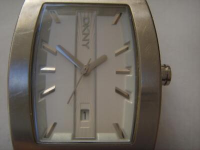 MENS DKNY DATE WATCH ALL STAINLESS HEAVY TANK SHAPE NY-1193 UK