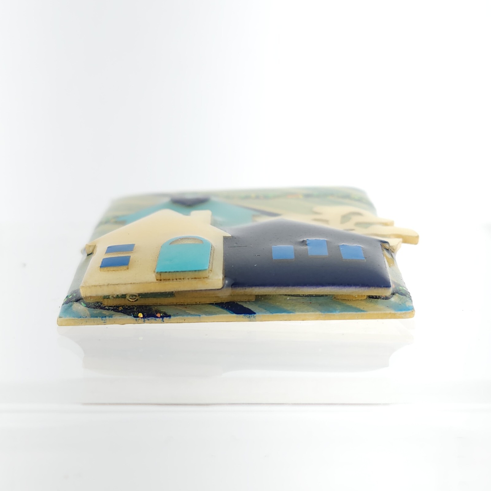 Lucinda Yates Handmade House Pins Blue White Heart Gl… Gem